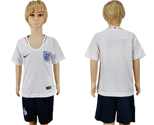 England Blank Home Kid Soccer Country Jersey - Click Image to Close
